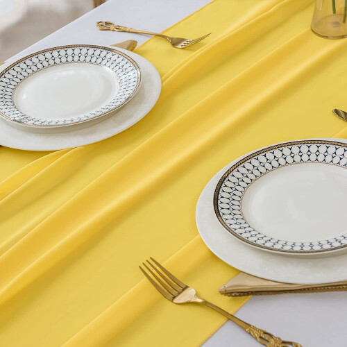 Chiffon Table Runner 12 x 118 in Yellow 2