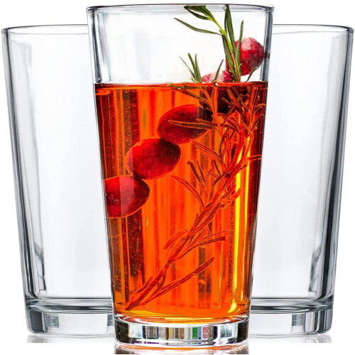 10-Pack 16oz Classic Clear Glass Tumblers
