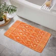 Orange Boho Bathroom Rug 20x31 Inch