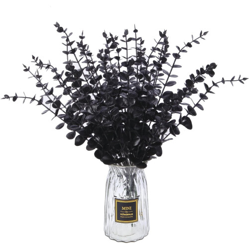 Black Artificial Eucalyptus Stems, 30 pcs