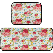 Floral Kitchen Rug Set of 2 – Anti-Fatigue, Non-Slip,