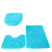 Blue 3-Piece Bathroom Rug Set with Toilet Lid Cover