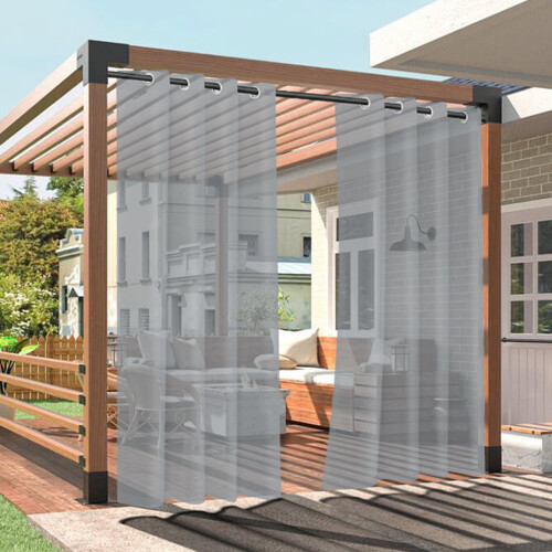 Cortinas externas transparentes cinza, 52x108 polegadas, com ilhós.