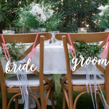 Wooden Bride & Groom Chair Signs – White