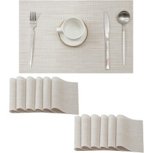 Beige & White PVC Placemats Set of 12