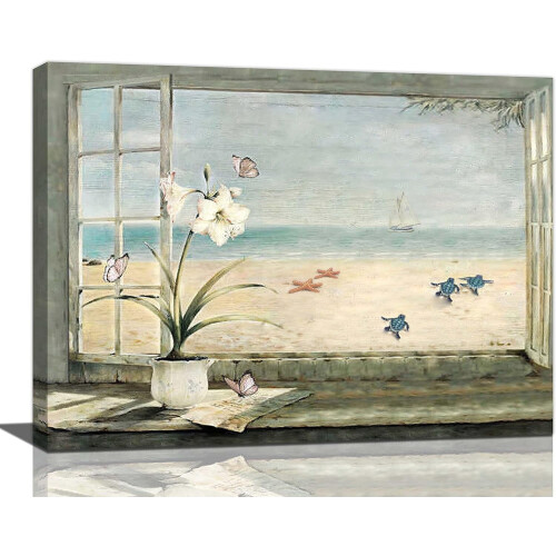 Coastal Beach Canvas Art 20 x 16 in