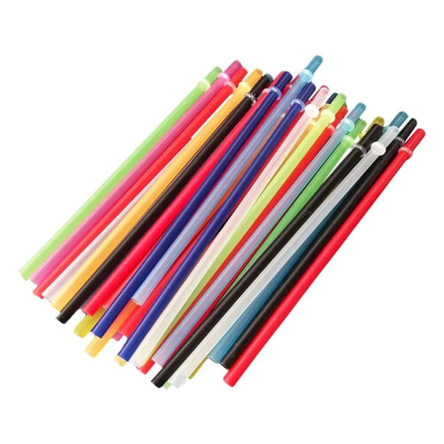 25 Pack Reusable Plastic Straws 27 cm Mixed Colours