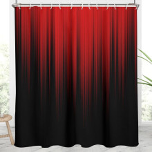 Red and Black Ombre Shower Curtain 60x72 in with 12 Hooks