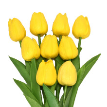 Artificial Tulips Yellow 30cm Plastic Faux Silk
