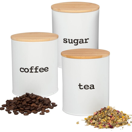 Kitchen Canister Set with Airtight Bamboo Lids 3-Piece