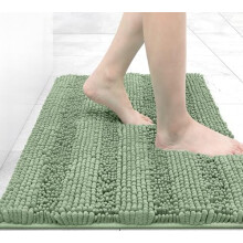 Chenille Striped Bathroom Rug 30x20 in Grey-Green