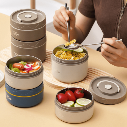 Isoliertes Edelstahl-Lunchbox-Set, braun 2