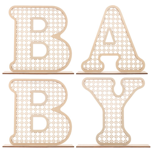 4Stk Holz Baby Beige - Rustikale Boho Für Kinderzimmer