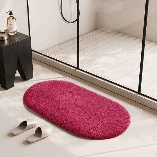 Oval Bath Rug Non-Slip Microfiber 35 x 24 in 2