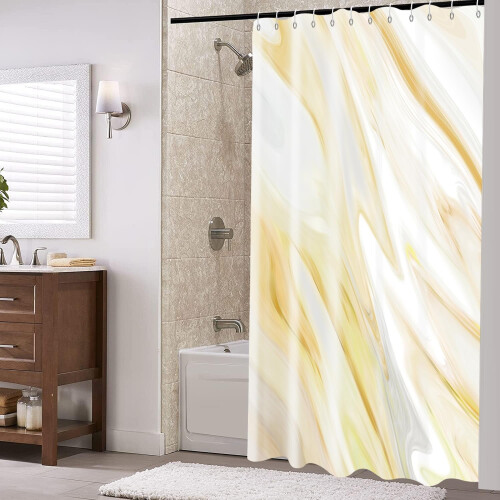 Yellow Marble Shower Curtain 72 x 72 in Polyester 2