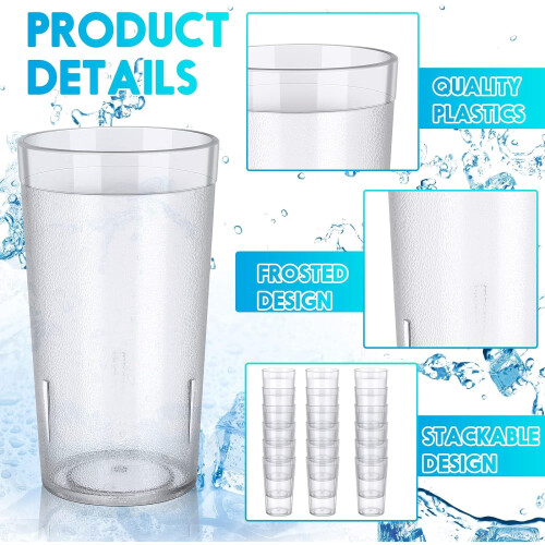12-Pack 16oz Unbreakable Clear Plastic Tumblers 1