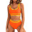 Damen-Bikini-Sets mit hoher Taille, sportliche-Orange M 1