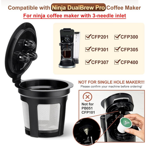 Capsule di caffè riutilizzabili per Ninja DualBrew Pro – 3 fori 1