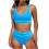 Damen-Bikini-Sets mit hoher Taille, sportliche-Blau S 1