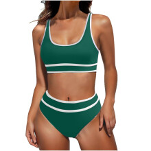 Hoge taille bikinisets voor dames Sportieve-malachietgroen S