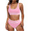 Damen-Bikini-Sets mit hoher Taille, sportliche-Rosa S 1
