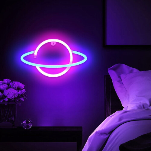 Saturn LED Neon Wall Light – USB Powered with On/Off 1