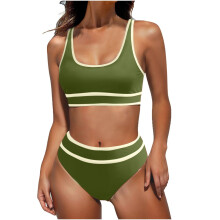 Women's High Waisted Bikini Sets Sporty Two-green grass XL