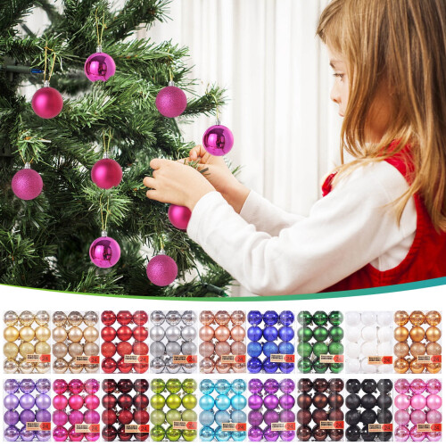 24-Piece Pink Christmas Tree Ball Ornaments 2