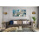 Quadro decorativo floral em tela, 40x20 polegadas, branco com textura dourada. 2