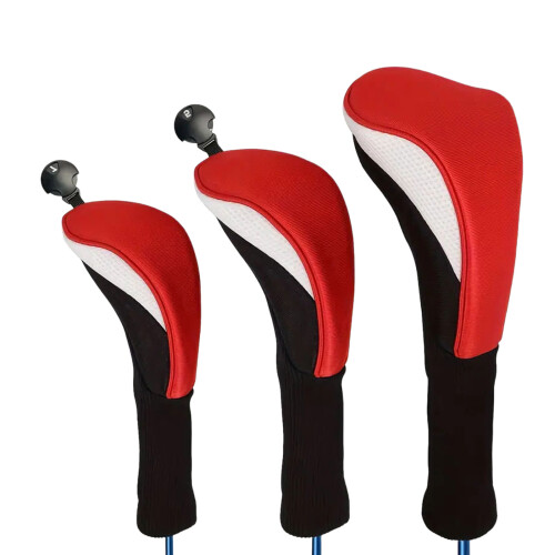 3Pcs Long Neck Mesh Golf Club Cover Replacement Professinal-Red