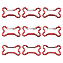 9 Stücke Knochenform Aluminium Karabiner Schlüsselanhänger-Rot