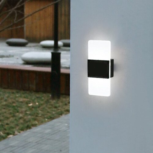 2-Pack Solar Fence Lights, White Acrylic, IP65 Waterproof