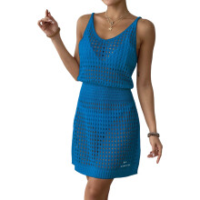 Robe de plage pour femmes, avec col en V et découpe,-Bleu S