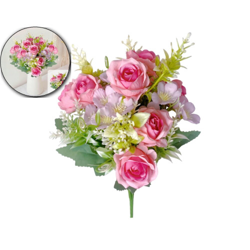 Artificial Rose Stem 34cm – Realistic Plastic Flower, 6
