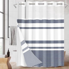 Navy Blue & White Striped Shower Curtain 71x74 in with