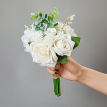 Artificial Champagne Rose Bouquet White 30x17cm