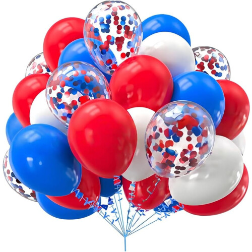 30pcs Red Navy White 12in Latex Balloons