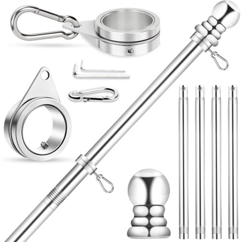 5 ft Stainless Steel Spinning Flagpole for 3x5 ft Flags
