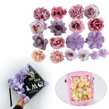 20 Mini Silk Flower Heads – Pink Roses & Daisies for