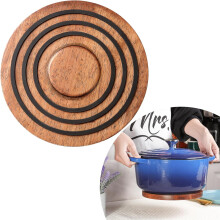 Magnetischer Untersetzer aus Akazienholz für Le Creuset Schmortöpfe