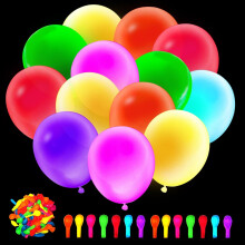 100pcs UV-Reactive Neon Balloons, 12in, 7 Colors