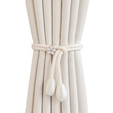 Fermacravatte per tende in poliestere con nappina – Beige
