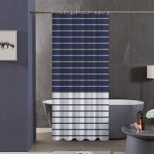 Navy and White Striped Shower Curtain 36x72 in