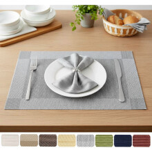 Grey Vinyl Placemats Set of 6, 45 x 30 cm