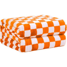 Checkered Flannel Fleece Throw Blanket 60" x 80" Orange