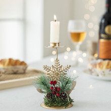 Gold Iron Snowflake Candle Holder Set