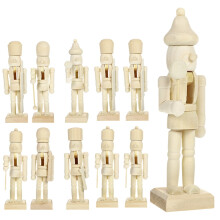 12pcs Unfinished Wooden Christmas Nutcracker Ornaments