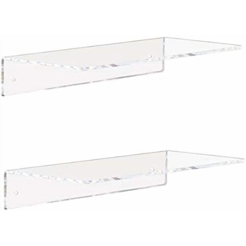 Prateleira flutuante de acrílico transparente, conjunto de 2 unidades, 30x15 cm (12x6 polegadas)