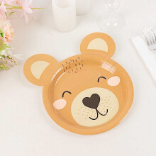 Bruine papieren dessertbordjes met teddybeerprint (25 stuks, 18 cm)