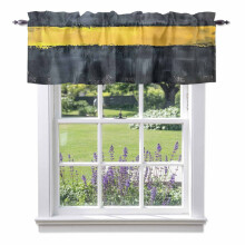 Cuirtín Valance Bloc Dubh agus Buí 54x18 orlach Póca Slata